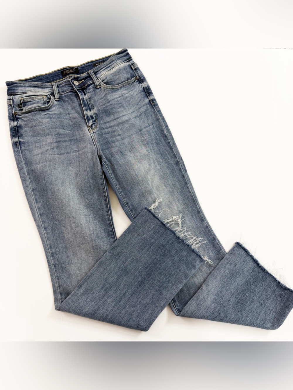 Judy Blue Jeans Womens 29 9 Bootcut Raw Hem Acid Wash Stretch
